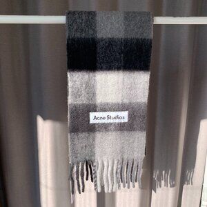 Acne Studios Oversized Wool Scarf – Soft Neutral Plaid, Cozy Luxe Vibes